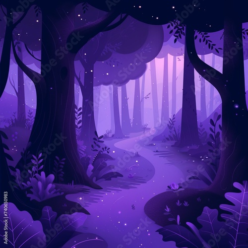 magical night forest flat illustration. © Yahor Shylau 