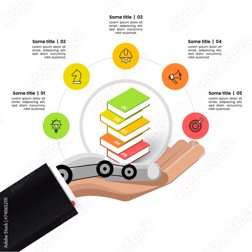 Infographic template. Educational concept with 5 books