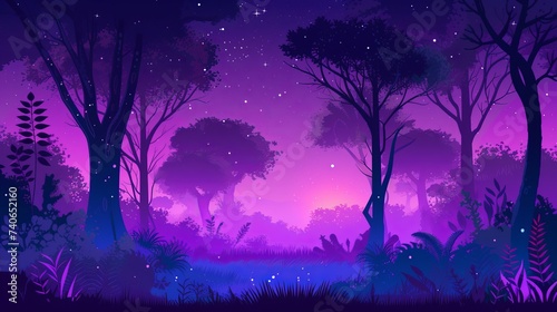 magical night forest flat illustration. © Yahor Shylau 