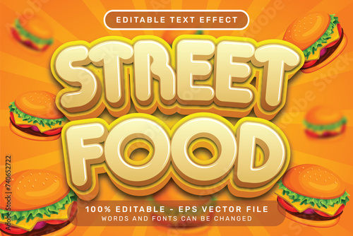 street food fast food text effect and editable text effect with fast food illustration