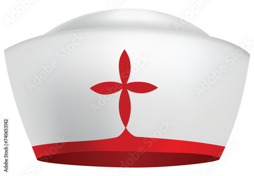 Nurse cap icon, white simple image isolated. Minimalist medical illustration