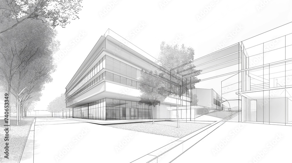 Sketch of the exterior of the building