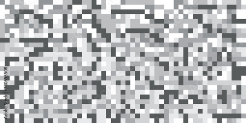 Abstract gray pixel background. Pixelated black and white retro texture. Digital data technology pattern. Grey graphic lines and squares ornament on transparent background