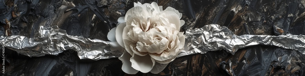 peony with pieces of foil. peony with pieces of foil.