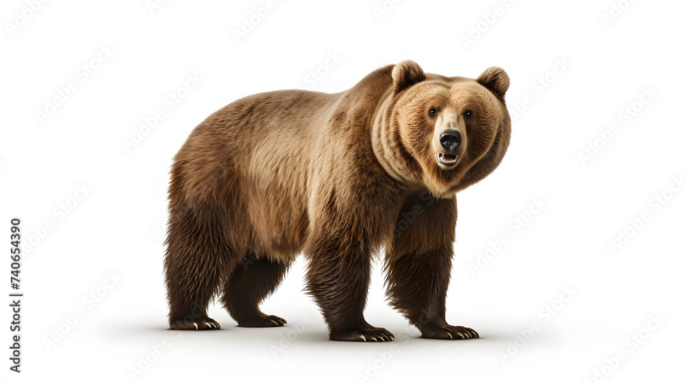 Grizzly bear on white background