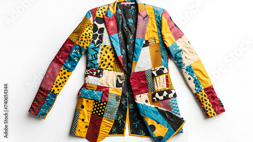 Vibrant suit with motley pattern mock-up set cut out, Generative Ai