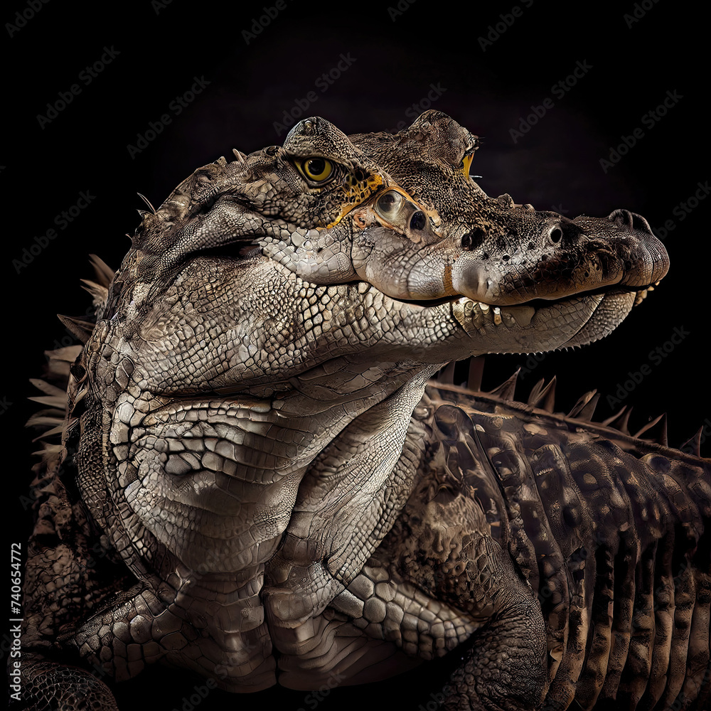 Obraz premium Captivating Orinoco Crocodile Studio Portrait with Intense Gaze