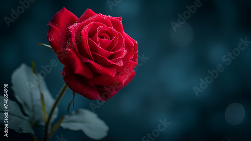 Single stunning red rose flower with vibrant colors and elegant petals  enhancing any space with natural beauty  Generative Ai.  