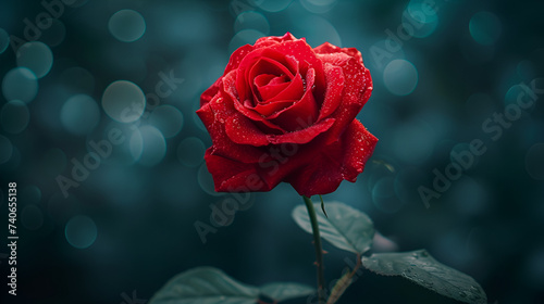 Single stunning red rose flower with vibrant colors and elegant petals  enhancing any space with natural beauty  Generative Ai.  