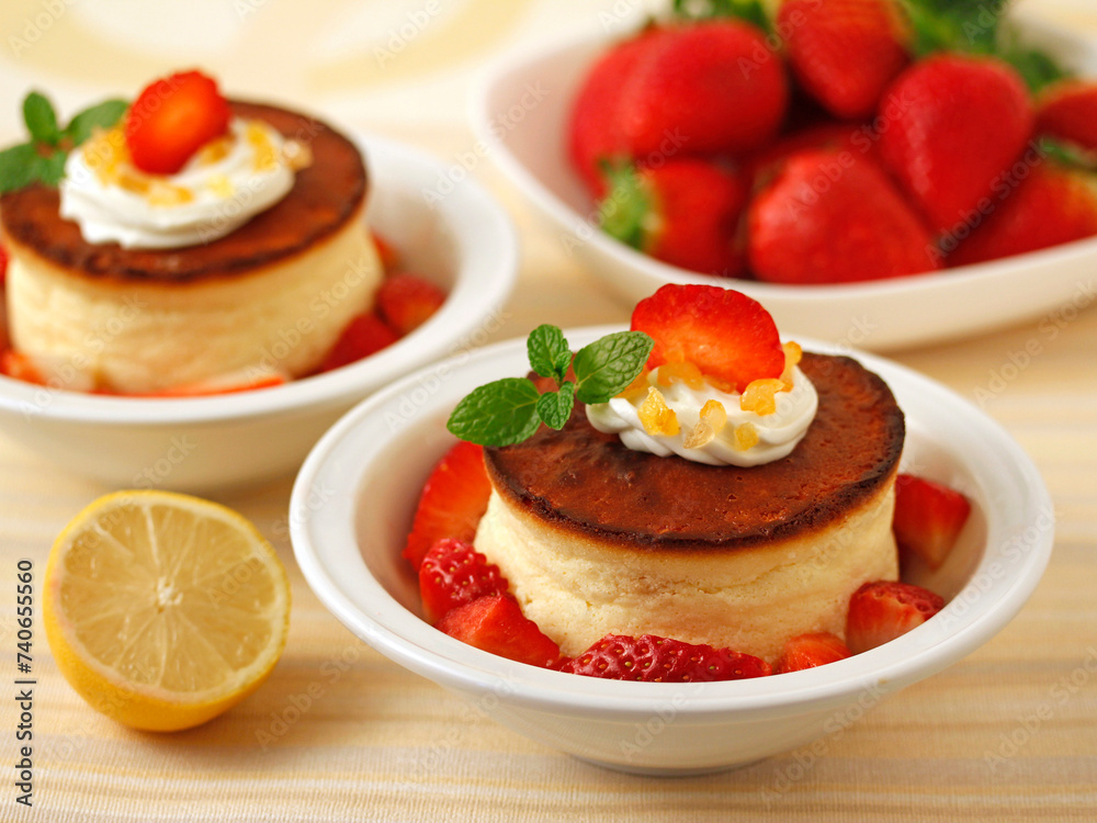 Cheese tart with lemon and strawberries. Cheese tart with lemon and strawberries.