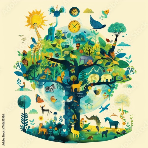 Planting trees, earth, hopeful future