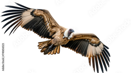 Vulture_with_wings_in_flight_isolated_on_white_background  Generative Ai  