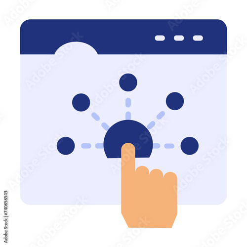 Native animating circle vector icon design, Webdesign and Development symbol, user interface or graphic sign, website engineering  illustration, Animated navigation with touch concept