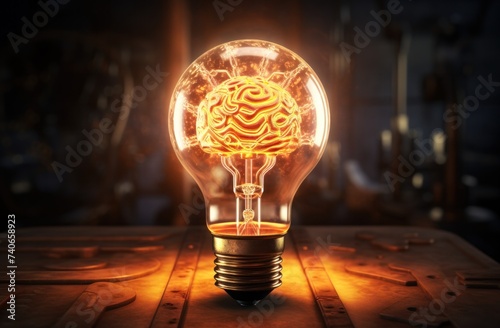 an image of a light bulb with a brain shaped inside.