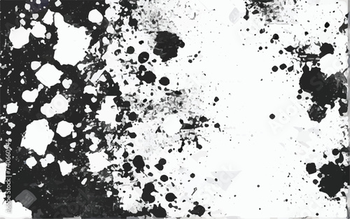 Grunge black and white pattern. Monochrome particles abstract texture. Background of cracks  scuffs  chips  stains  ink spots  lines. Dark design background surface. Gray printing element. Grunge art.