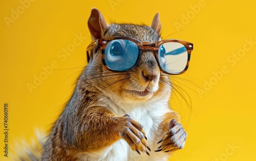 Curious Squirrel Wearing Glasses