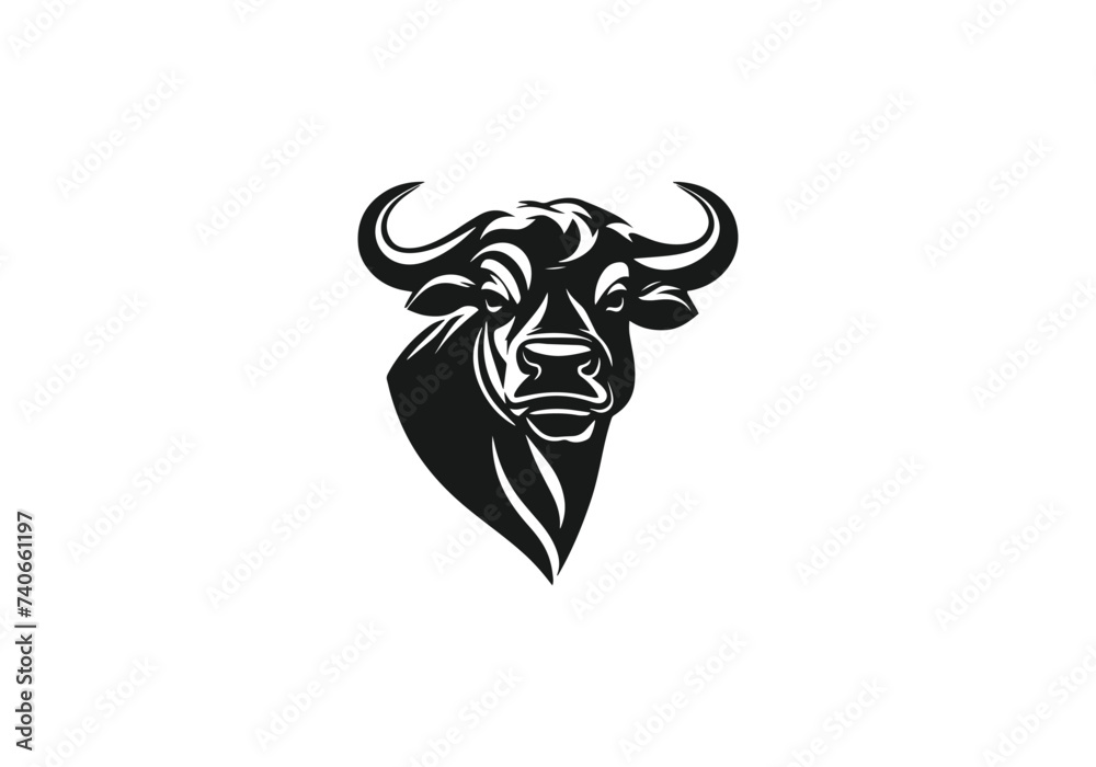 Logo of Ox or cow head icon vector silhouette isolated design