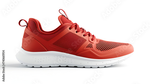 Red running sneakers mockup PNG file of isolated cutout, Generative Ai. Explore dynamic shoe designs in high-resolution mockups.