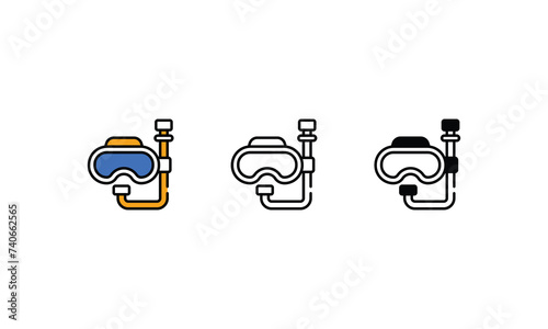 Snorkling icons vector stock illustration