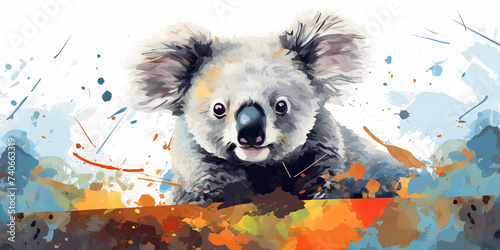Colorful Artistic Koala Portrait: A Vibrant Banner of Australias Beloved Wildlife