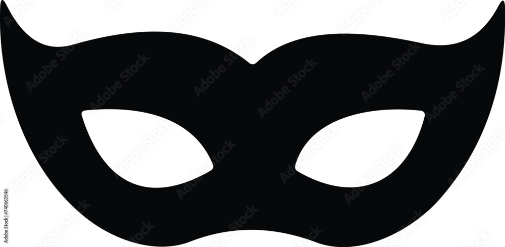 Carnival mask flat icon. Simple black icons of masquerade mask, for party, parade and carnival, for Mardi Gras and Halloween. Mask elements. Face mask
