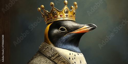 Regal Penguin Monarch: A Majestic Banner of Royal Avian Sovereignty and Grandeur