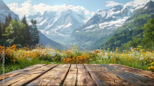Wooden Table With Mountain View © hakule