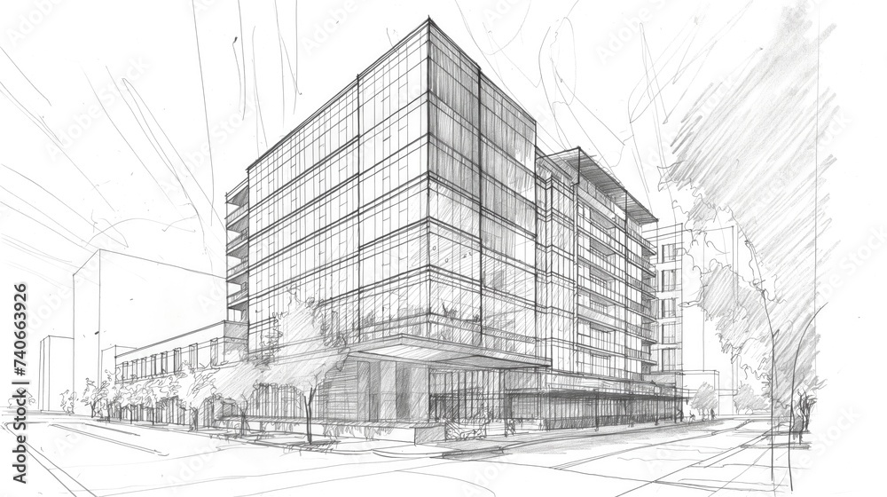 Sketch of the exterior of the building