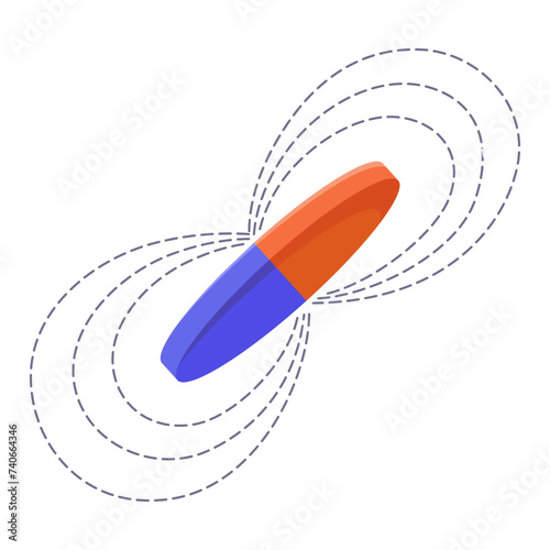 Magnetic force and electromagnetic field. Polar magnet scheme. Educational magnetism physics presentation, horseshoe and bar magnet. Cartoon vector illustration. Physics science aid