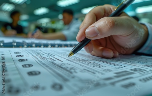 Person Holding Pen and Writing on Paper