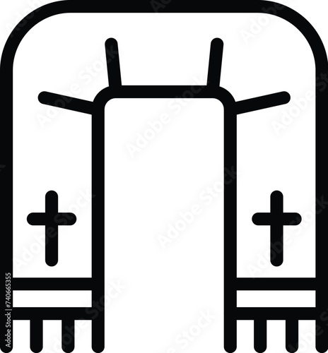 Priest scarf icon outline vector. Adult pray catholic. Religion tradition