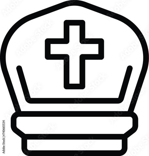 Priest headwear icon outline vector. Adult bible pray. Fasting religion man