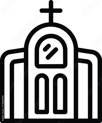 Catholic church icon outline vector. People mass building. Ritual belief