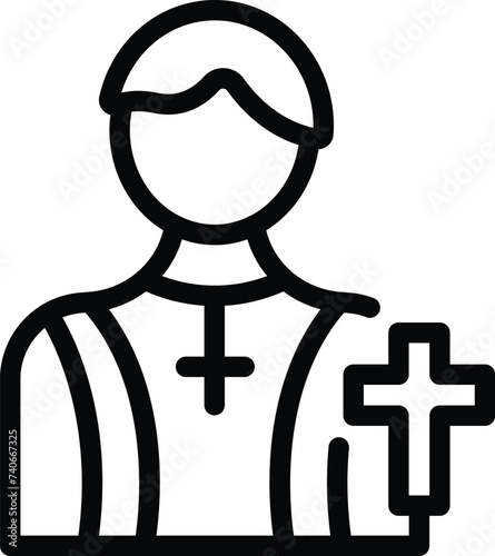 Cleric prayer icon outline vector. Catholic christian church. Mass people