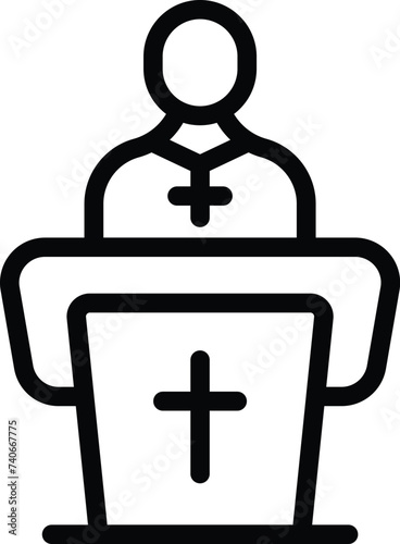 Chaplain speaker icon outline vector. People catholic. Mass priest holy