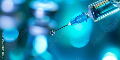 Syringe and vials. Medical vaccination and medical care concept. photo