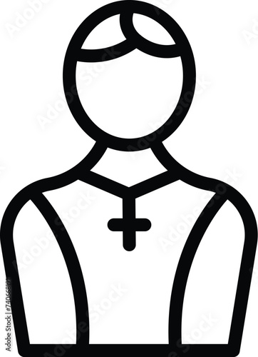 Priest prayer icon outline vector. Ritual catholic minister. Scripture belief