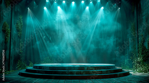 3d illustration empty podium with abstact background very realistic front view mock up