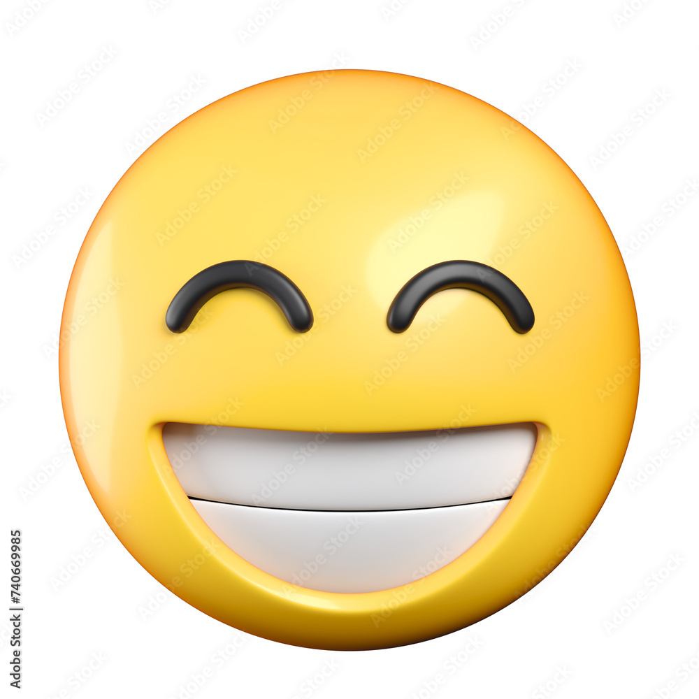 Beaming face with smiling eyes emoji, smiling face emoticon 3d rendering Beaming face with smiling eyes emoji, smiling face emoticon 3d rendering