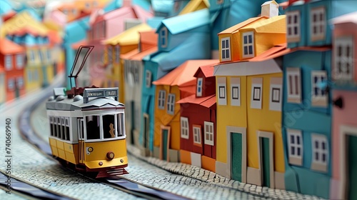 Origami Lisbon Tram & Historic Districts Paper Town

 photo