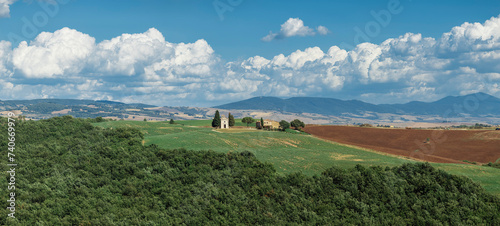 panoramic view of Tuscany Italy photo