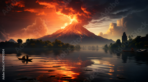 Krakatoa volcanic activity in Indonesia