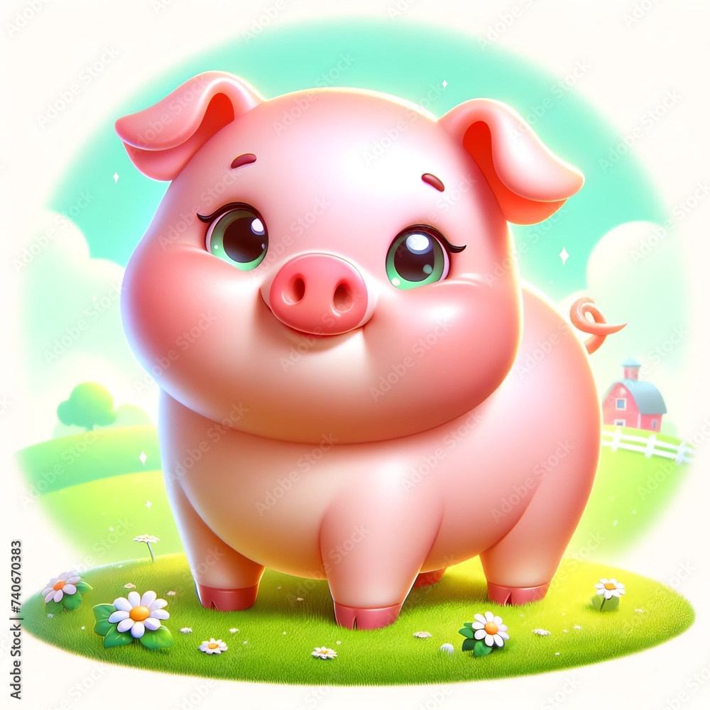 3D Plump Pig in Farm 3D Plump Pig in Farm