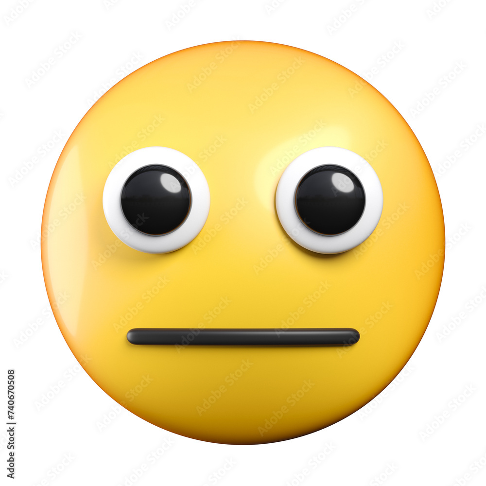 Neutral face emoji, neutral emoticon 3d rendering Neutral face emoji, neutral emoticon 3d rendering