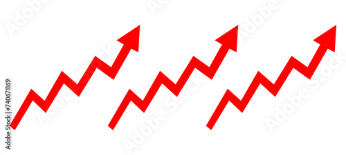 Graph higher arrow on isolated background. analytics online investment exchange, finance business economics concept. Red Vector Isolated.
