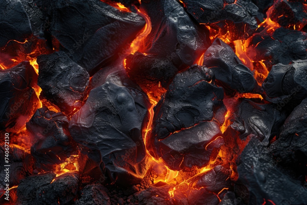 Lava texture as hot molten magma slowly solidifies Generative AI - obrazy, fototapety, plakaty 