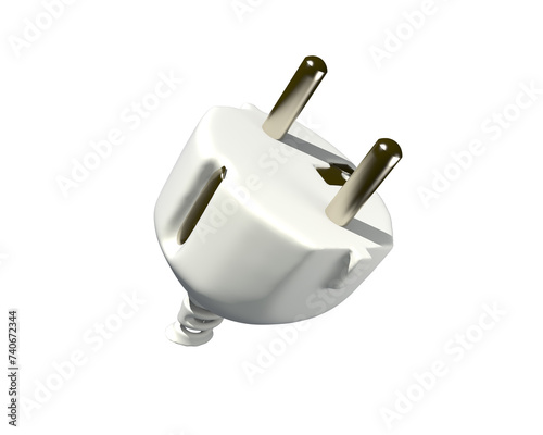 Electric power plug isolated 3d illustration on white background. plug 3d icon