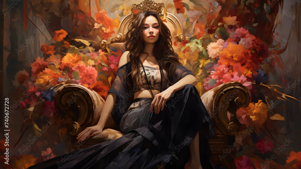 woman surrounded by flowers woman surrounded by flowers
