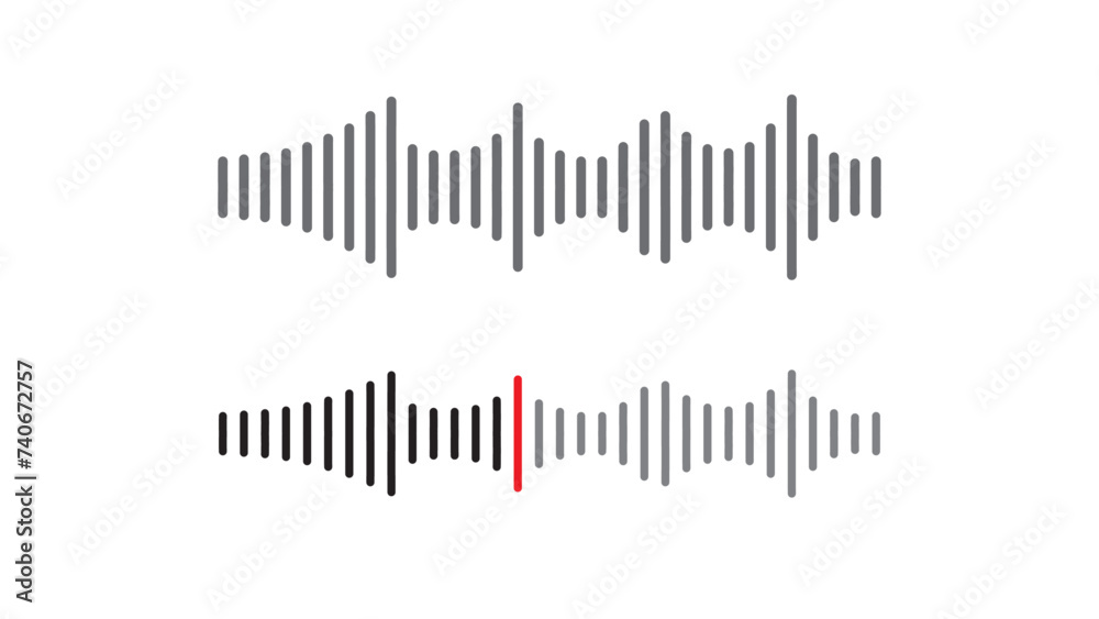  sound waveform pattern for radio podcasts, music players, video editors, voice messages in social media chats, voice assistants, and recorders. frequency,