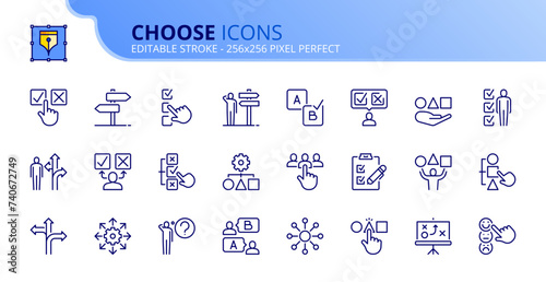 Simple set of outline icons about choose
